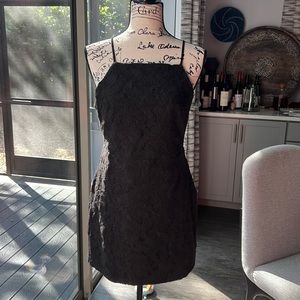 Black lace mini dress.